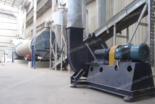 dryer and fan for wood pellet mill