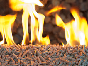 wood pellets burning