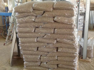 wood pellets in bags